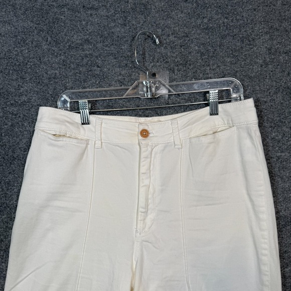 Anthropologie Pants Womens‎ 10 White Chinos Wide Leg Cropped Pockets Flaw - Picture 4 of 8